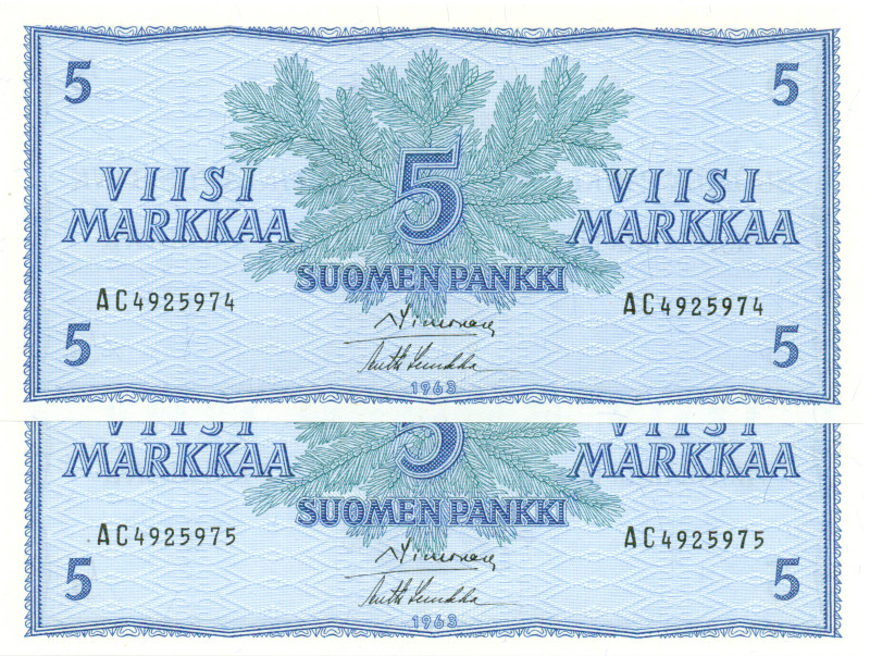 5 Markkaa 1963 AC492597X kl.9